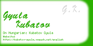 gyula kubatov business card